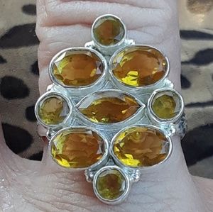 New! Genuine Citrine .925 <stamped> Ring 8 + gift